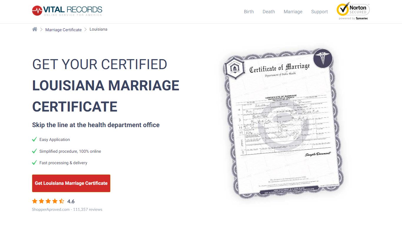 Get Your Certified Louisiana Marriage Certificate - Vital Records Online